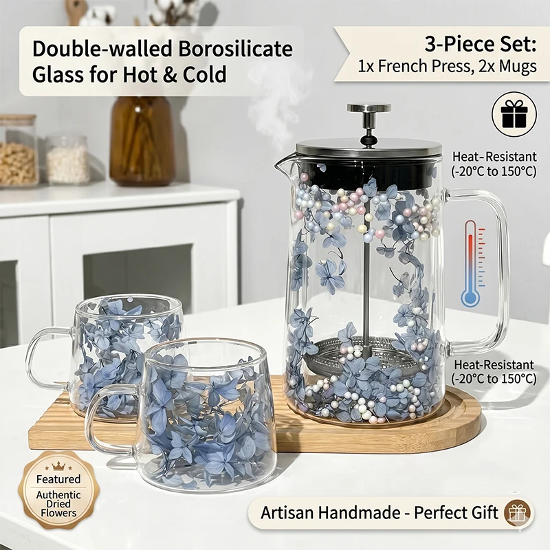 French Press Coffee Maker - Dubbelwandige geïsoleerde French Press koffiemaker 650/1000ML