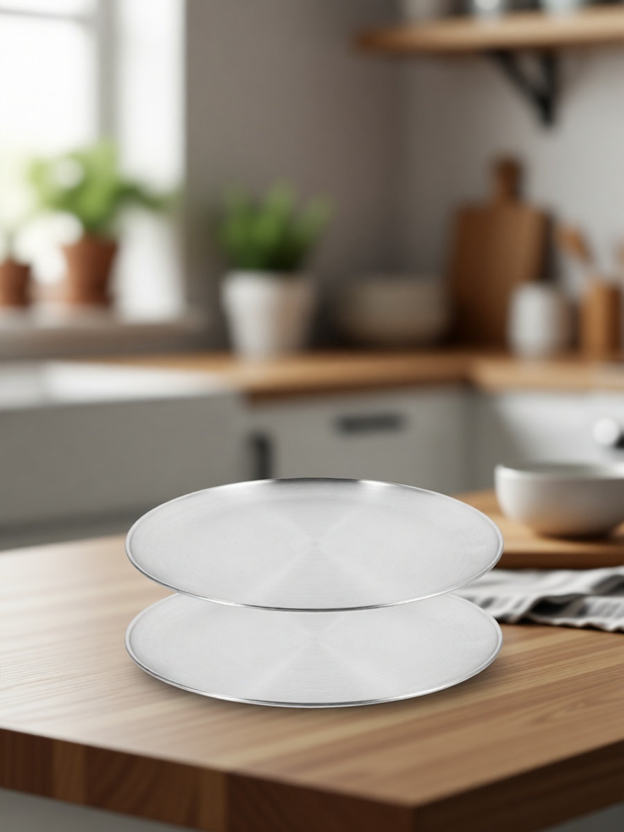 Pizza Stone Baking - 2 stuks ronde pizzabakken van roestvrij